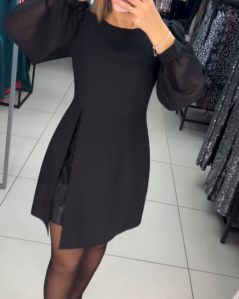 Carine - Elegant two-piece midi dress with high slit