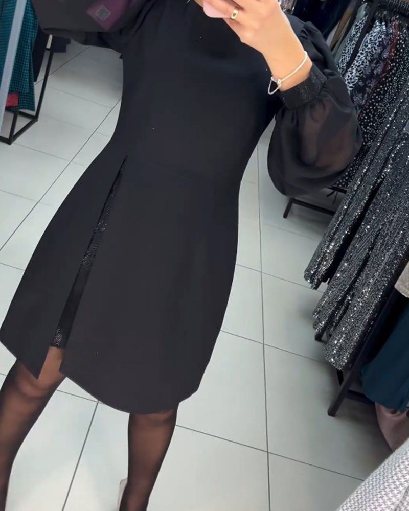 Carine - Elegant two-piece midi dress with high slit