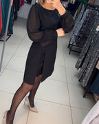 Carine - Elegant two-piece midi dress with high slit