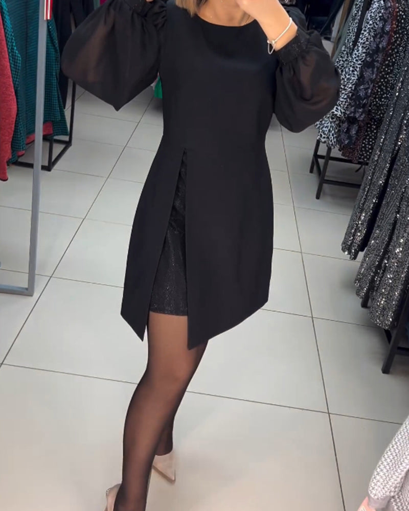Carine - Elegant two-piece midi dress with high slit