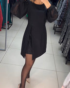 Carine - Elegant two-piece midi dress with high slit