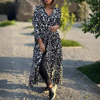 Ivonne - Long Sleeve Floral Maxi Dress with Shirt Collar