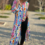 Ivonne - Long Sleeve Floral Maxi Dress with Shirt Collar