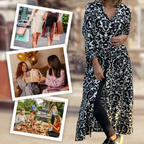 Ivonne - Long Sleeve Floral Maxi Dress with Shirt Collar