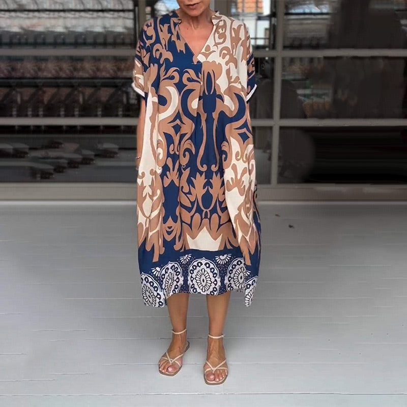 Bente - Elegant Printed Loose Midi Dress