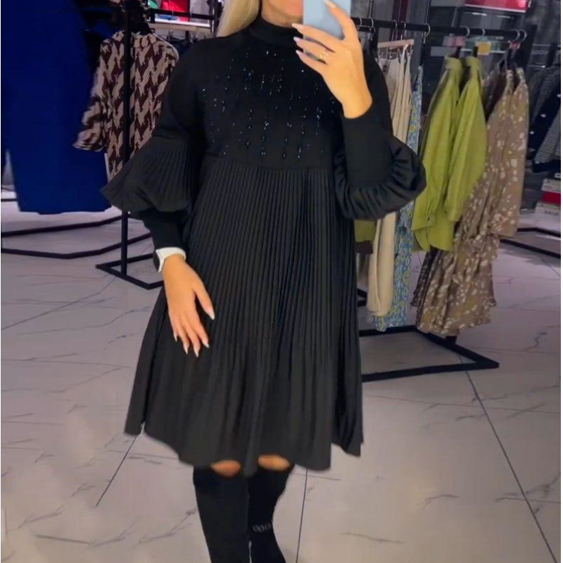 Aliénor - Elegant Lantern Sleeve Dress