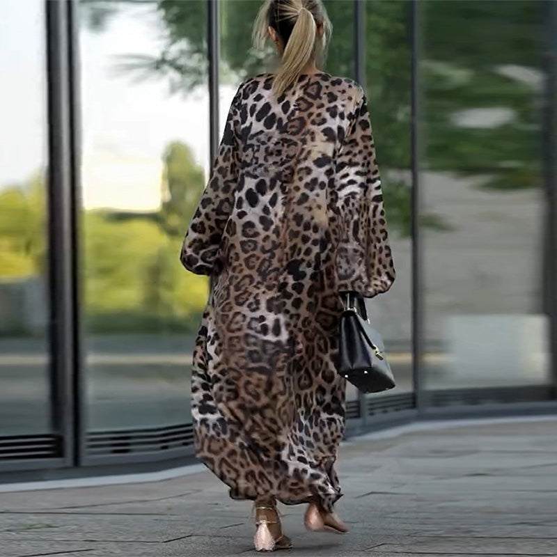 Cherry - Elegant Leopard Long Dress