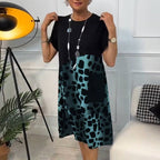 Lisette - Loose printed dress with round neck and short sleeves