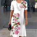 Josina - Short Dress with Short Sleeves and Round Neck Print Women's Fashion