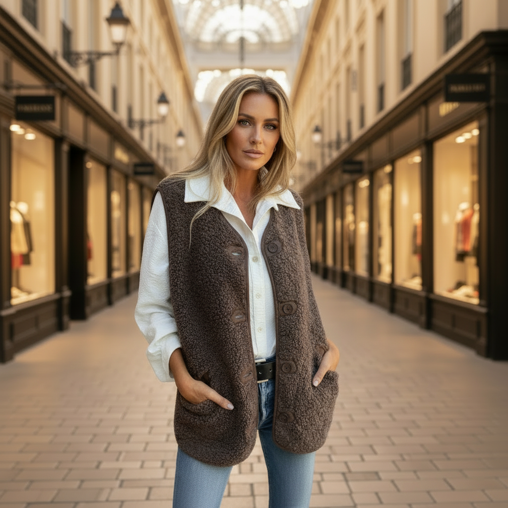 Lizzy Button-Down Warm Vest – back view