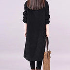 Lunavellia - Women's High Neck Corduroy Maxi Dress