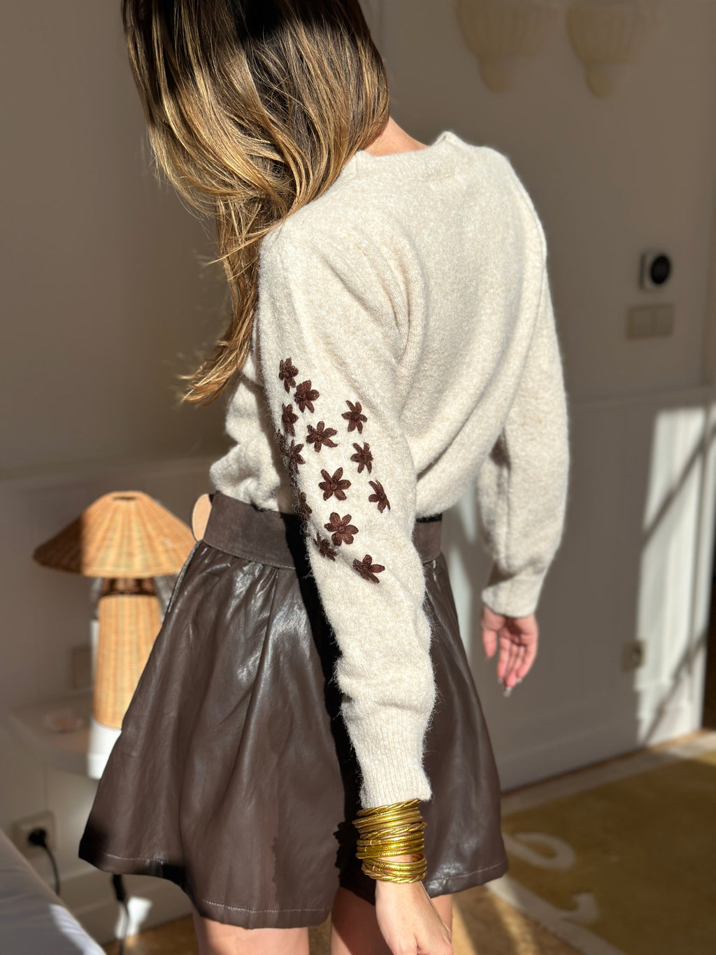Theoxane Lace Knit Sweater – detail view