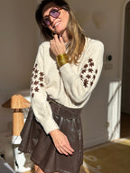 Theoxane Lace Knit Sweater – back view