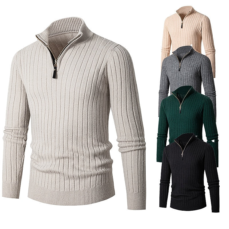 Gavin ribbed quarter-zip sweater