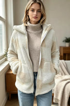 Aspen sherpa teddy coat, fabric detail