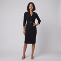 Ava elegant black tailored belted dress