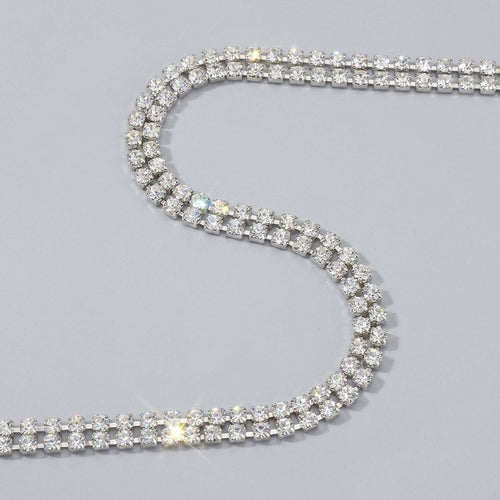 Babette silver rhinestone body chain