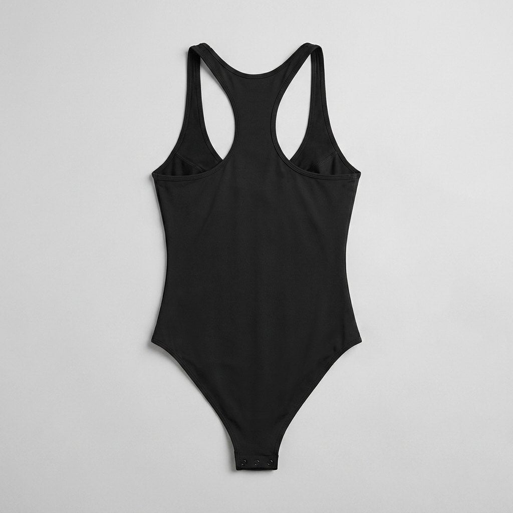 Bella deep-V racerback bodysuit back view