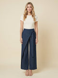 Branda wrap-tie wide-leg trousers blue