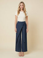 Branda wrap-tie wide-leg trousers blue