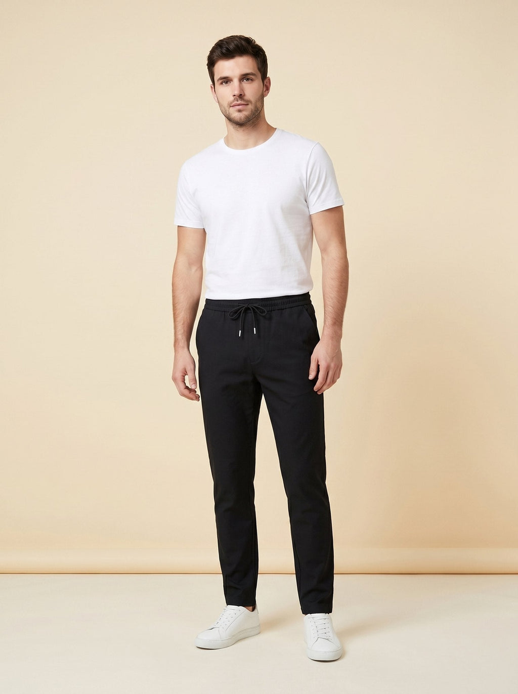 Brixon men's casual trousers black front on model