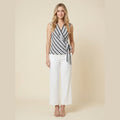 Capucine matching set, wrap top and wide-leg pants, white