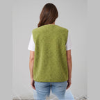 Cleo sherpa fleece vest green back