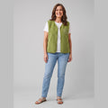 Cleo sherpa fleece vest olive green front