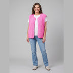 Cleo sherpa fleece vest hot pink front