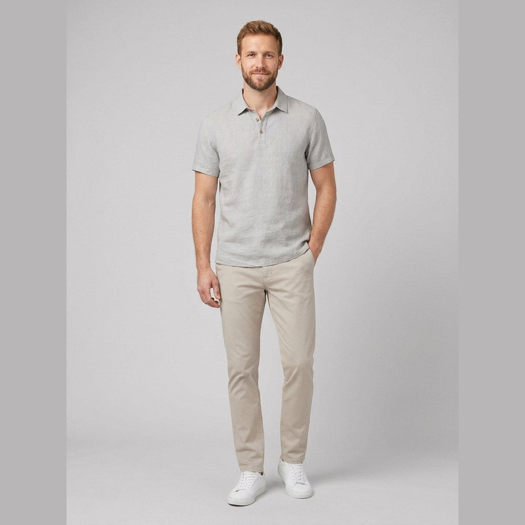 Cobalt men's linen polo shirt gray