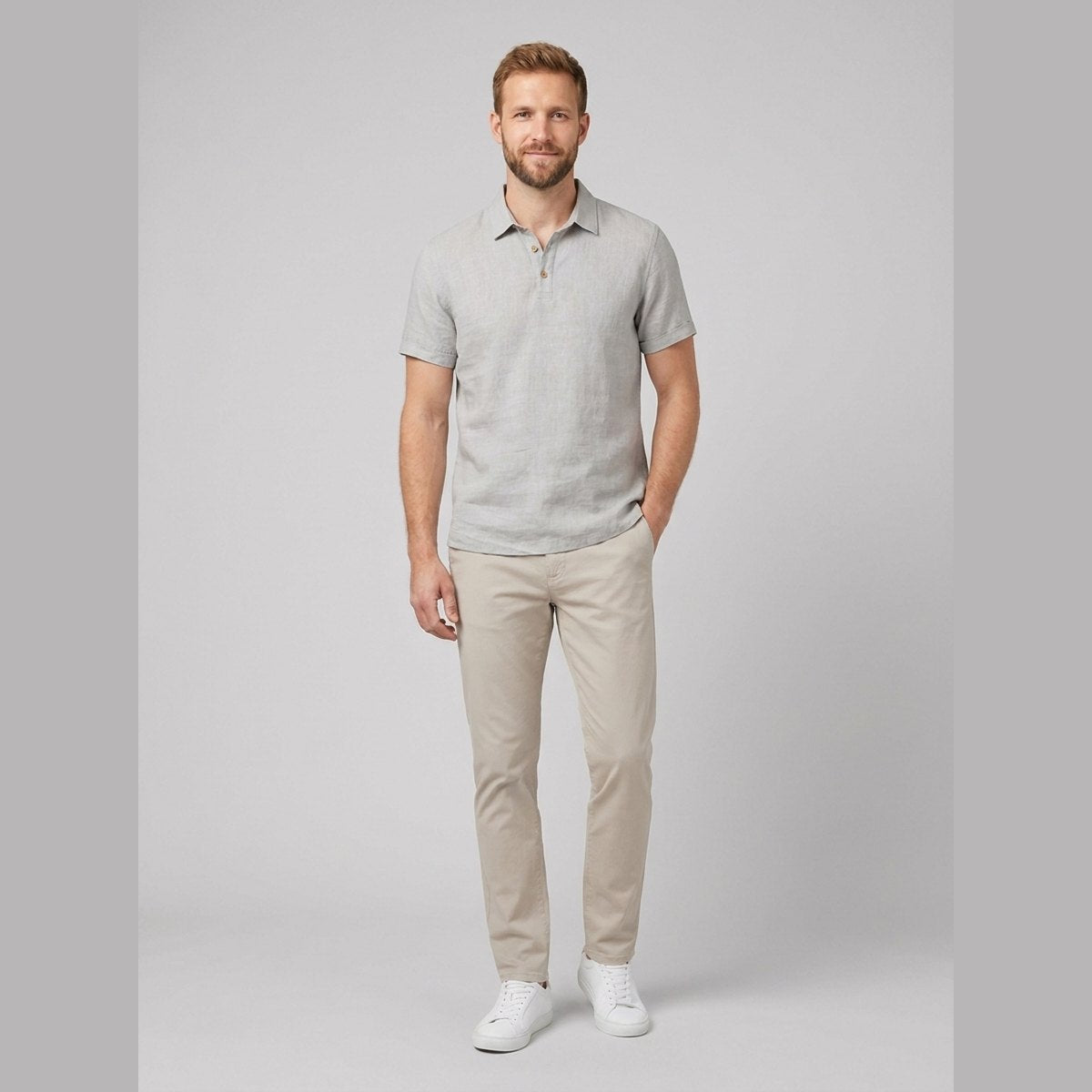 Cobalt men's linen polo shirt gray