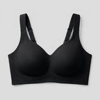 Black wireless full-coverage bra flat-lay