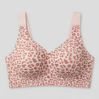 Light leopard print wireless bra flat-lay