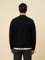 Dapper collarless cardigan back view