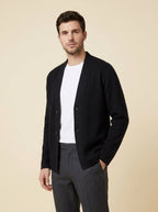 Dapper collarless cardigan black