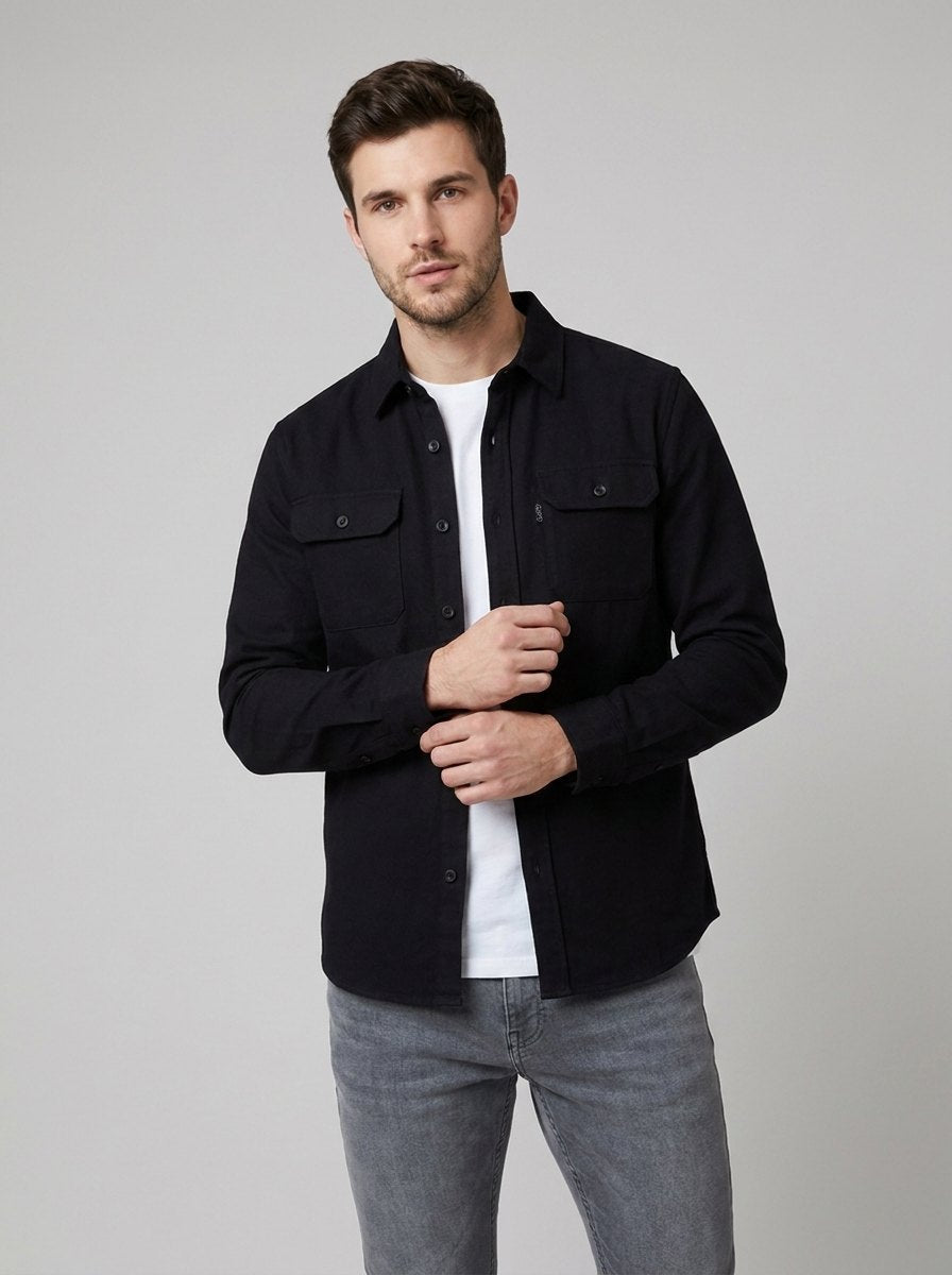 David men's overshirt shacket in black