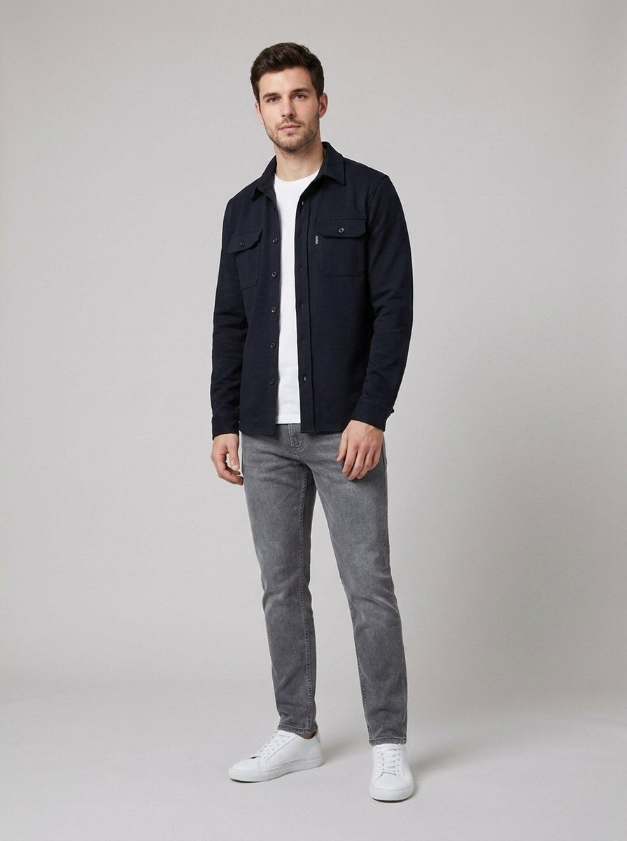 David men's overshirt shacket in dark blue