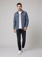 David men's overshirt shacket in dark grey