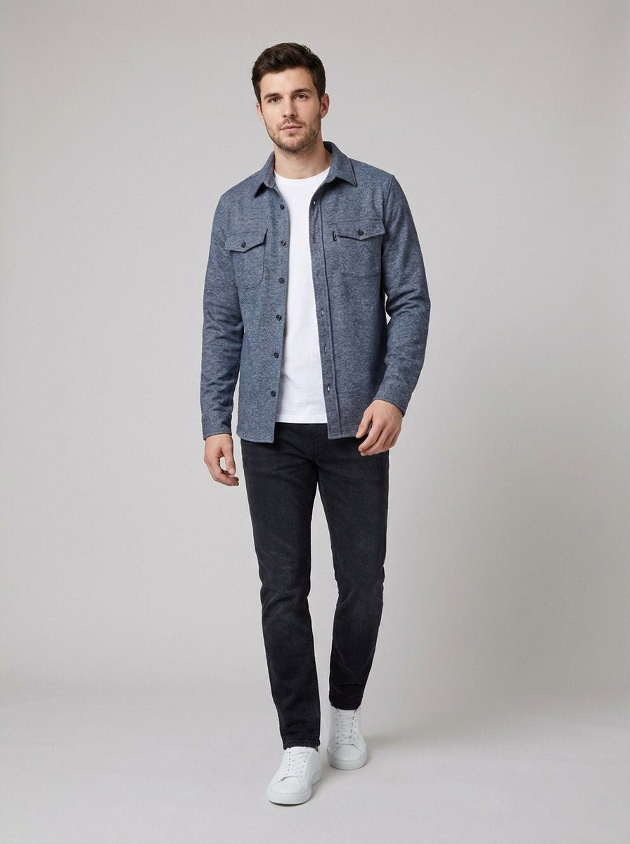 David men's overshirt shacket in dark grey