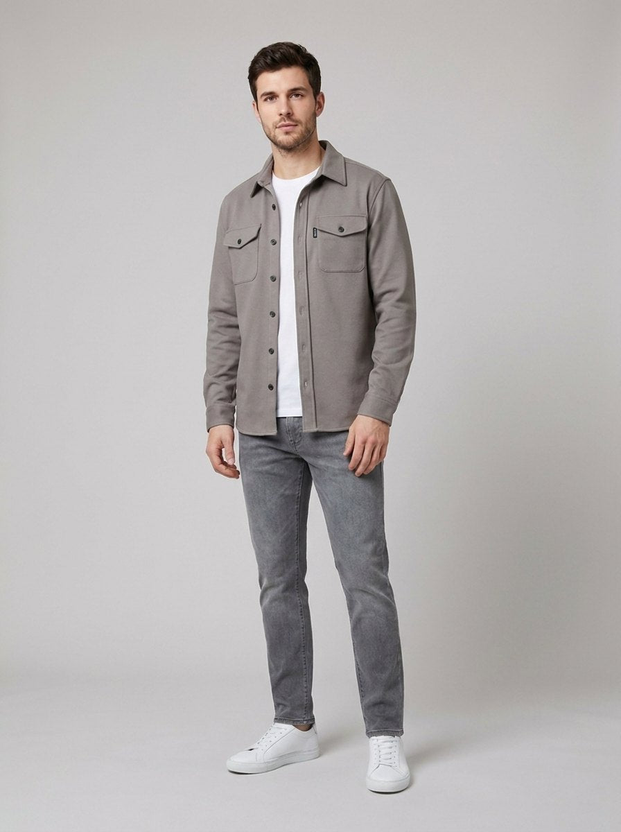David men's overshirt shacket in grey