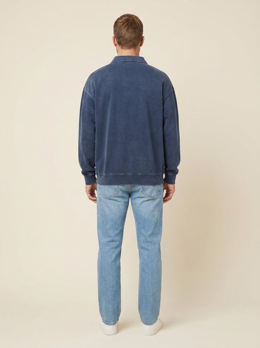 Edgar long sleeve polo shirt back view