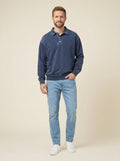 Edgar long sleeve polo shirt blue front