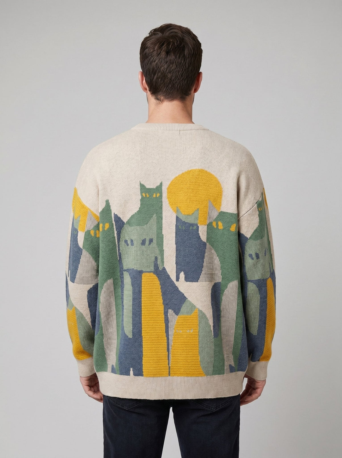 Elora cat-motif knit sweater, back