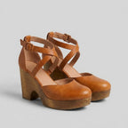 Elysia platform clog sandals brown