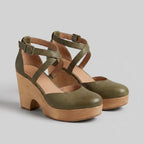 Elysia platform clog sandals green