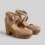 Elysia platform clog sandals khaki