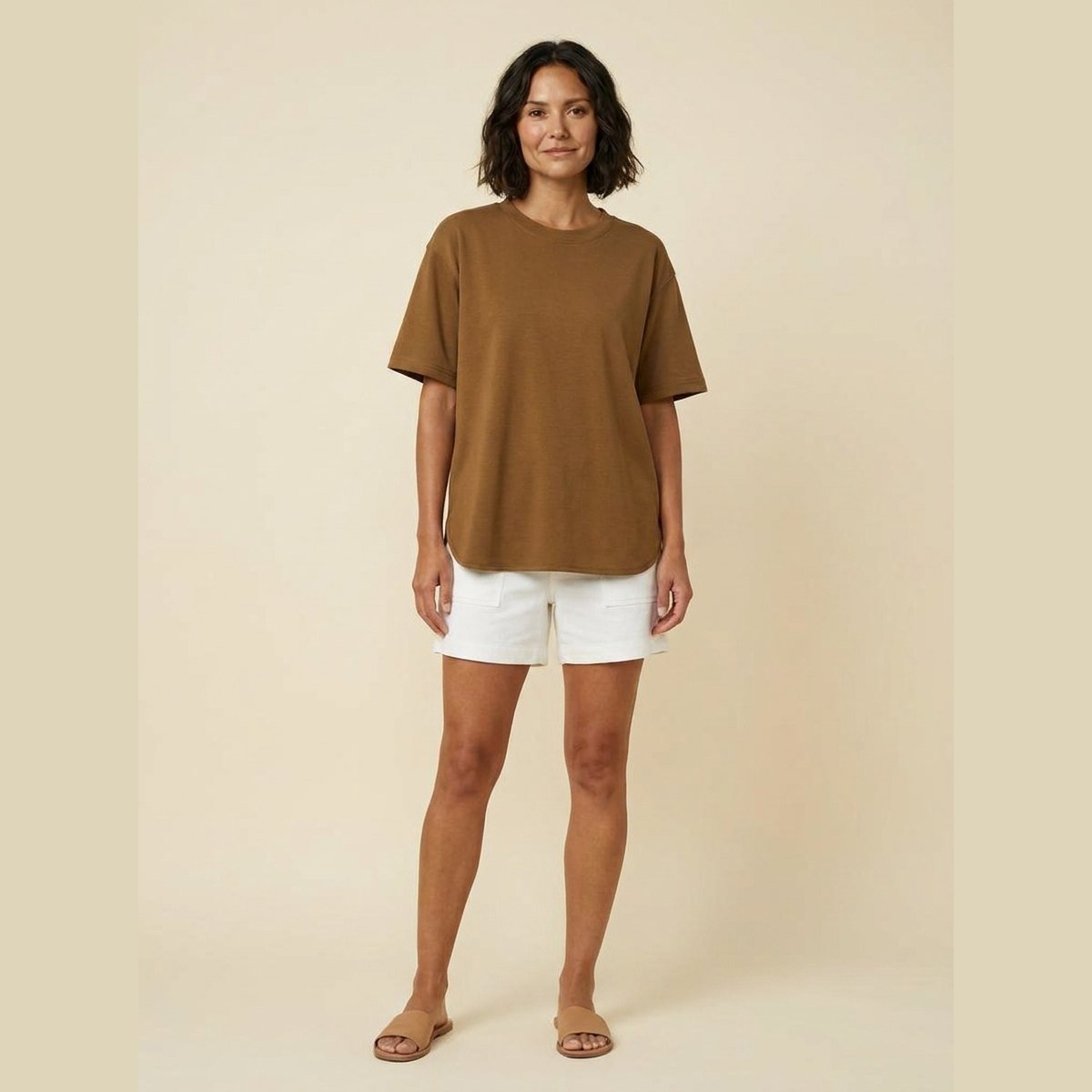 Elysian oversized t-shirt brown on model