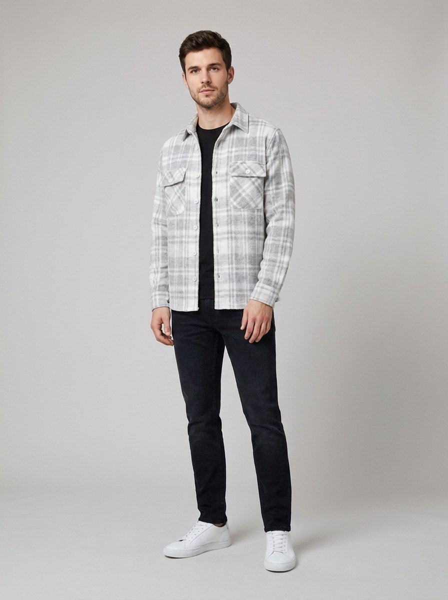 Elysian check flannel winter shirt, grey check
