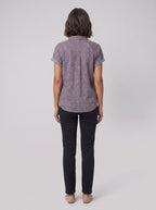 Fleur vintage blouse purple floral print - back view