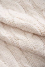 Floor cardigan cream cable-knit fabric close-up